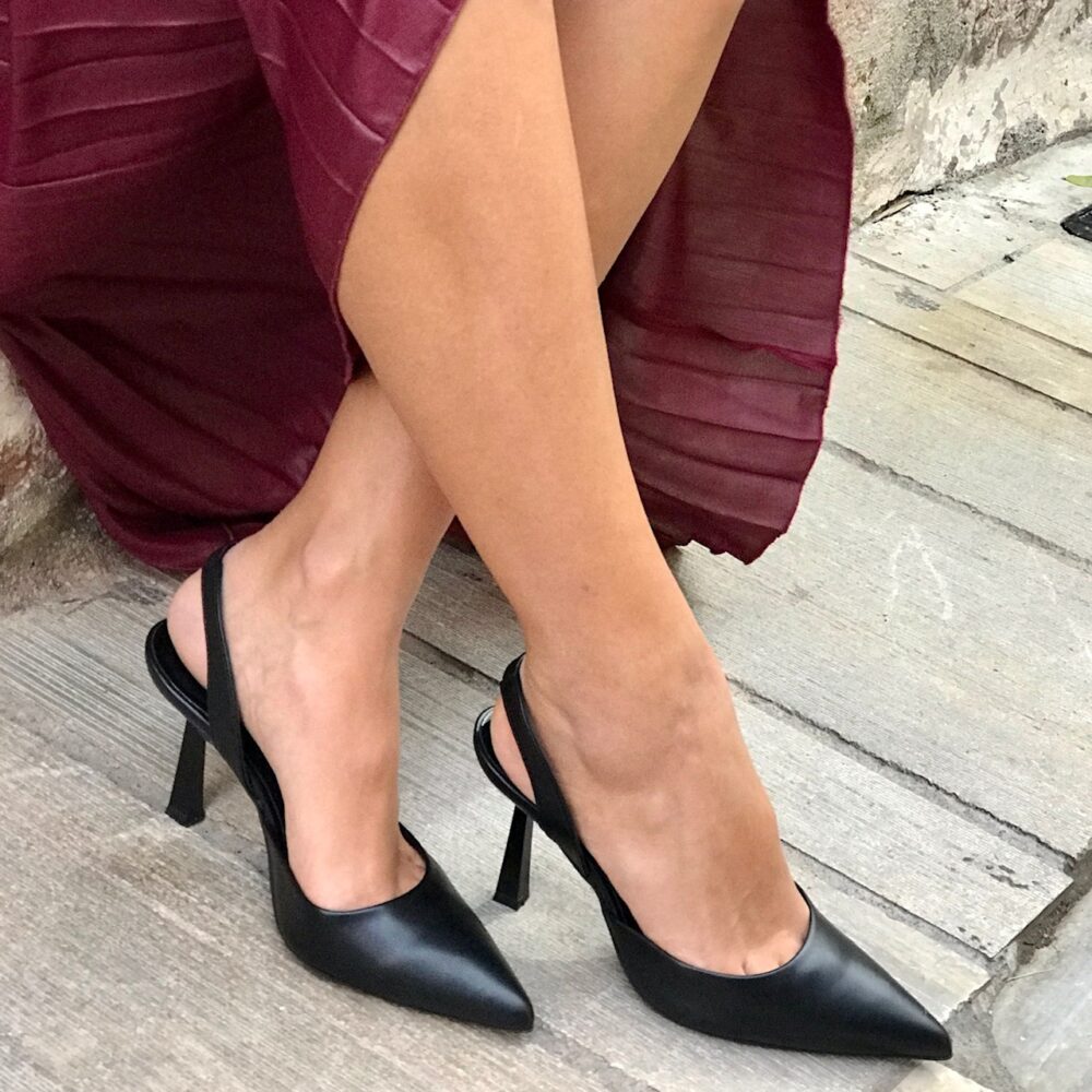 Sofia Manta Leather Slingback Heels Black (71174B) All products 2