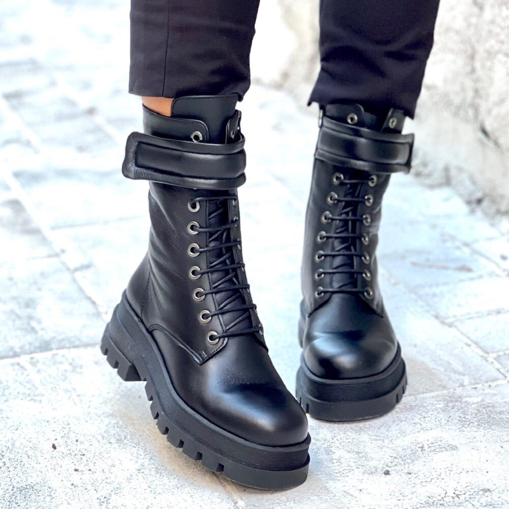 Leather Biker Boots Black (26517B) All products