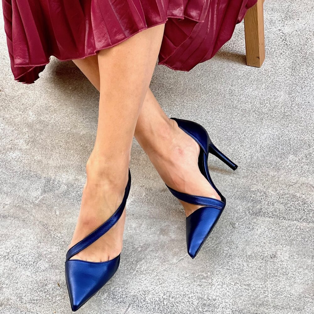 Sofia Manta Metallic Leather High Heels Blue (683388/8B) All products